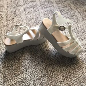 White jelly platform sandals